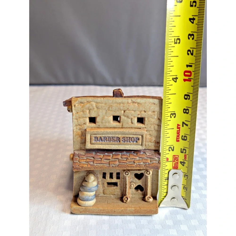 Vintage Windy Meadows Pottery Barber Shop Miniature Village House Figurine